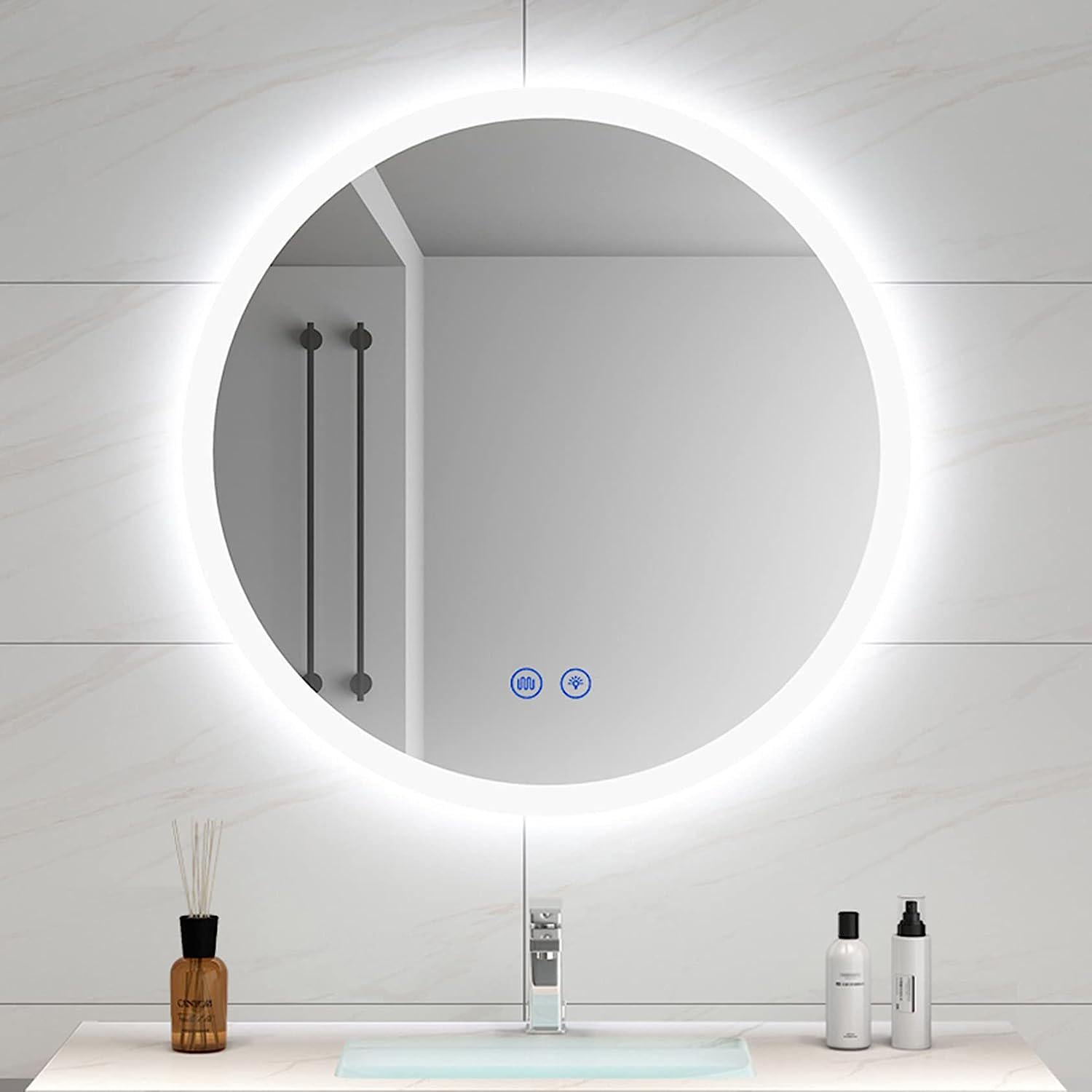 Зеркало Dim Dzerkal IONA с LED-подсветкой/сенсорным управлением/подогревом 60х60 см (13608)