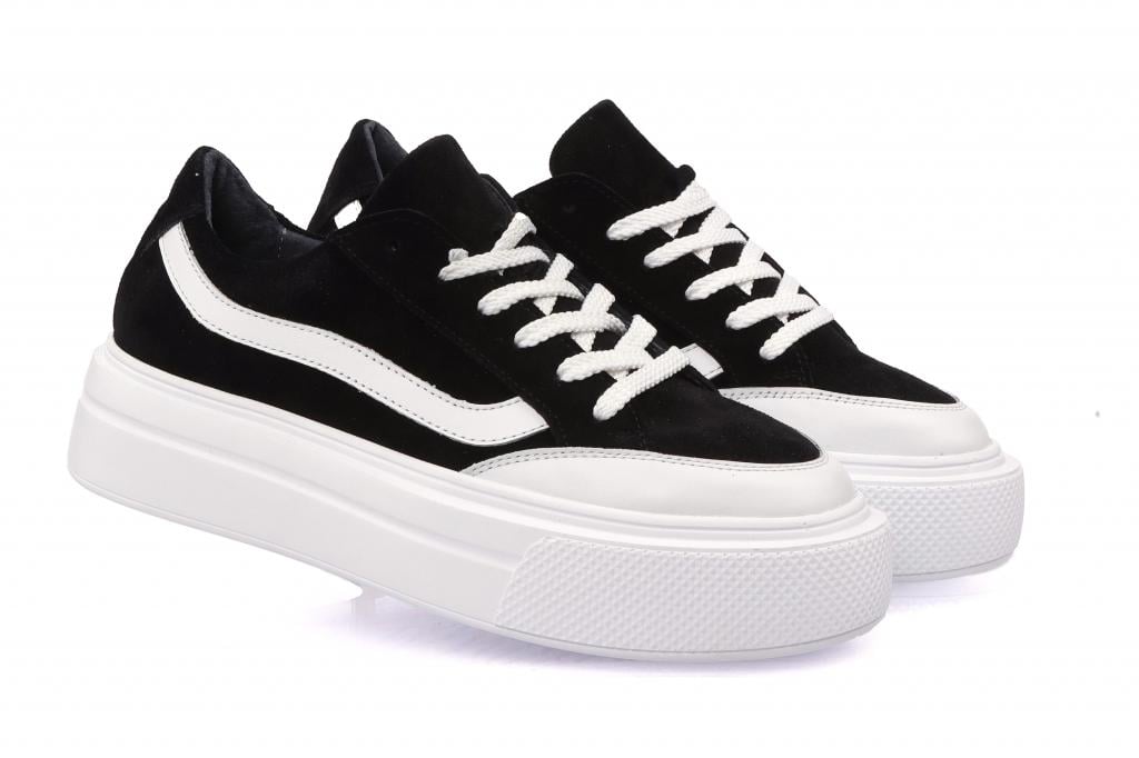 Кросівки для дівчаток замшеві р. 37 Чорно-білий (333)