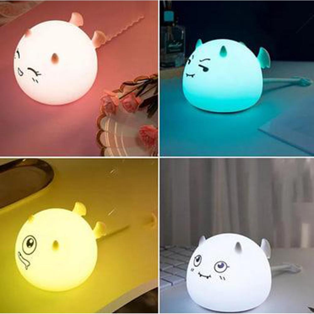 Светильник-ночник Монстрик на аккумуляторе сенсорный силиконовый и USB 95x9x95 см Голубой - фото 3