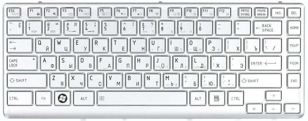 Клавиатура для ноутбука Toshiba Satellite T230/T230D/T235/T235D Silver Frame Silver