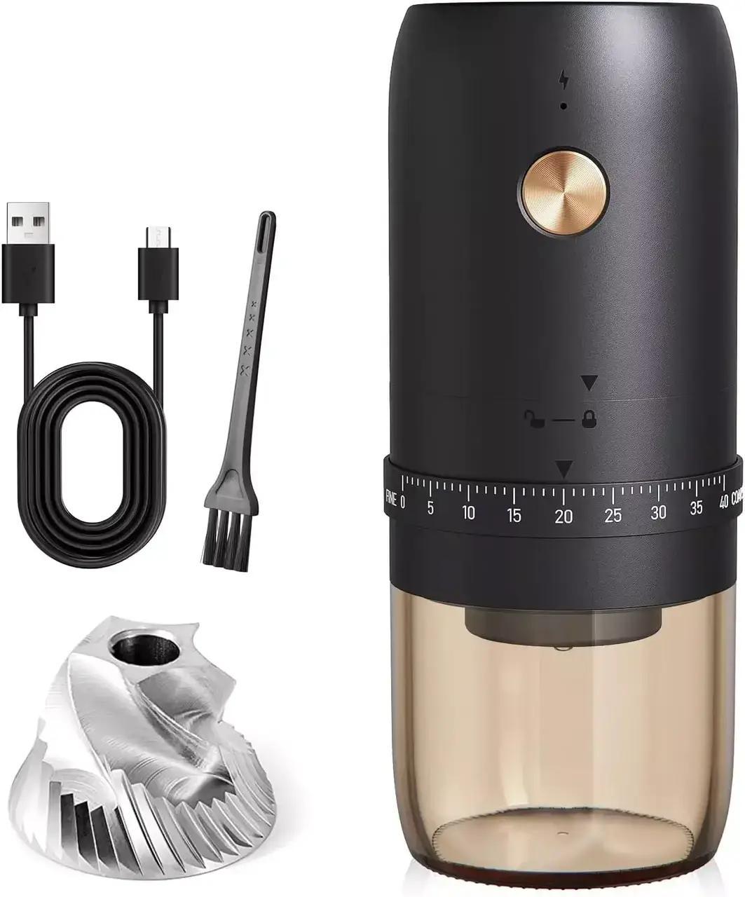 Кавомолка електрична портативна з металевими жорнами та регулюванням ступеня помолу (KE77B)