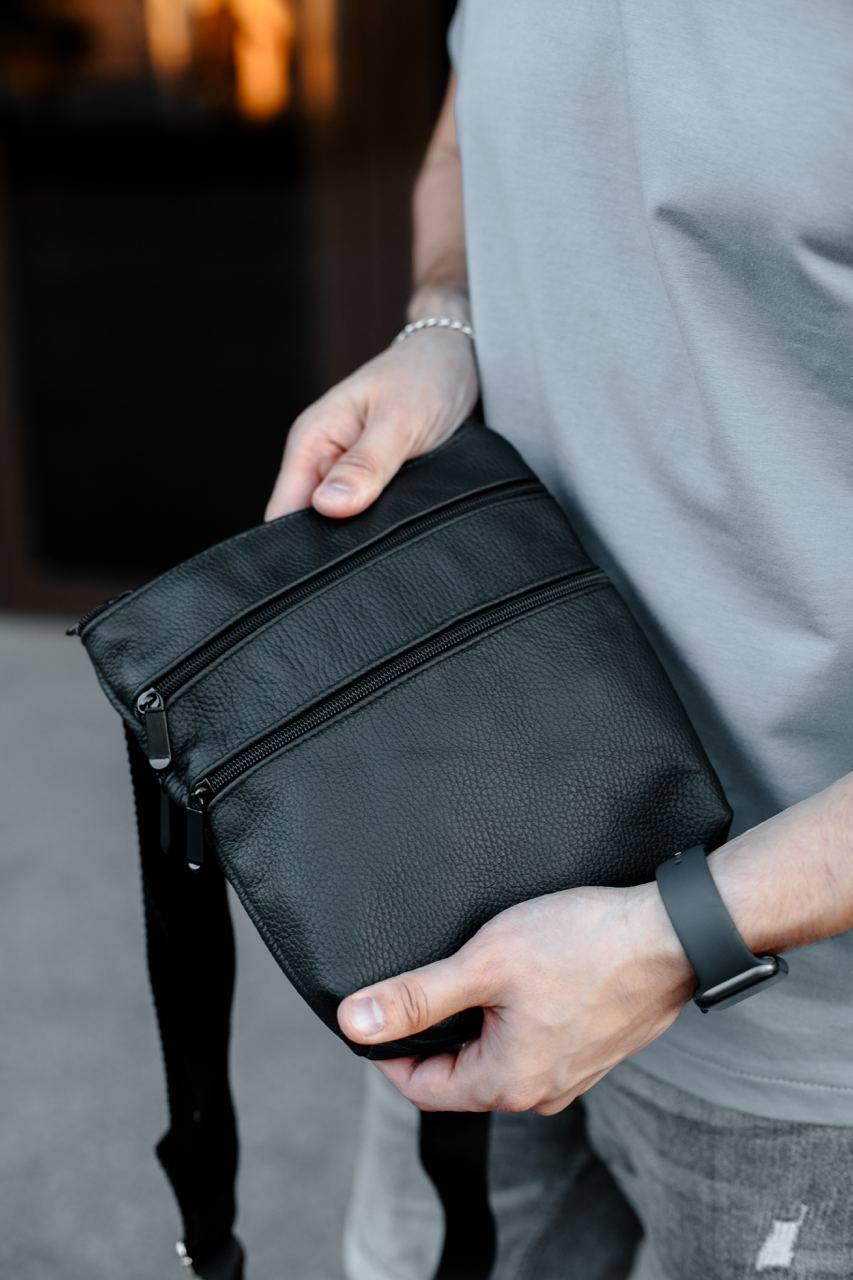 Барсетка мужская кожаная 4 отделения Черный (49239) - фото 3 Барсетка мужская кожаная 4 отделения Черный (49239) - фото 3