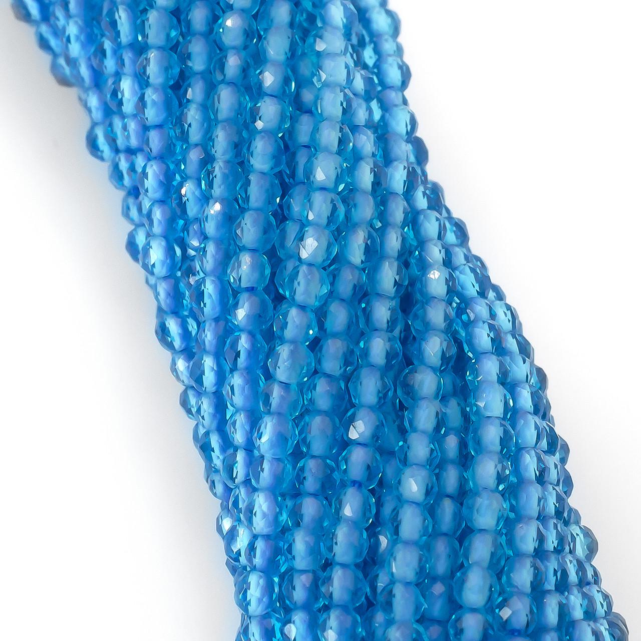 Бусины с круглой огранкой на нитке 37 см из шпинели 2 мм 200 шт. Голубой (БШ1902к21)