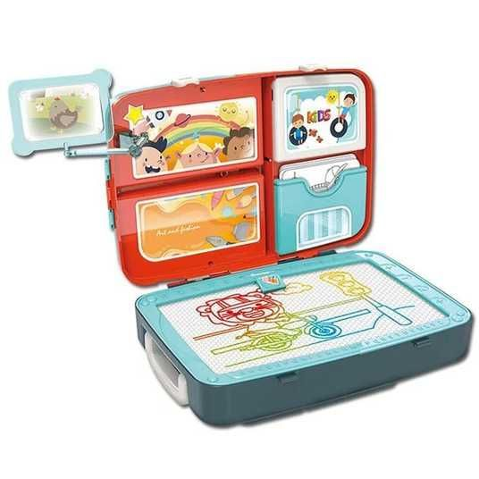 Набор для рисования Backpack Packing 3в1 в пластиковом чемоданчике 30х20х8см мел/маркеры/магниты Голубой (opt-15690)