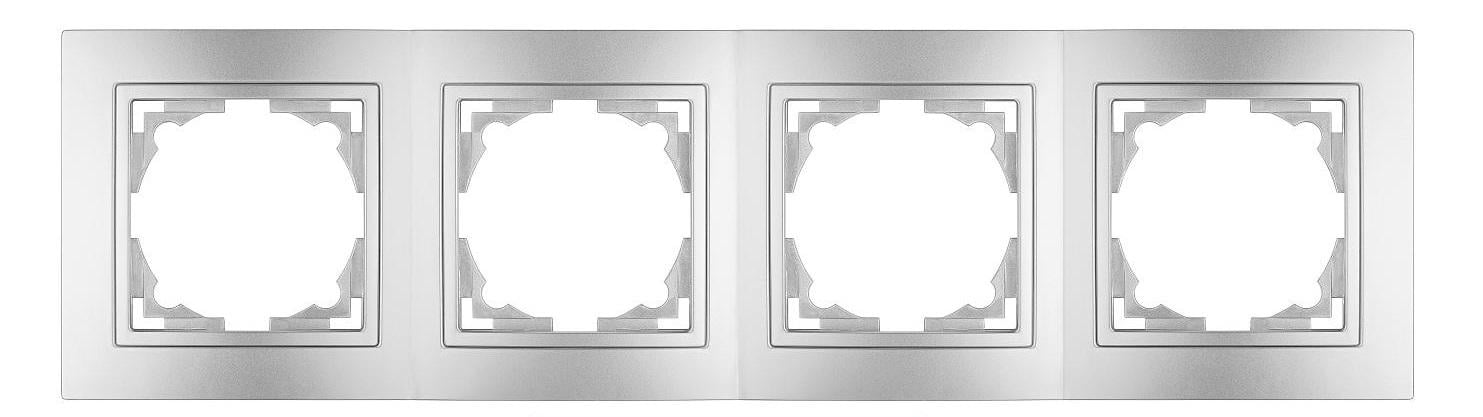 Рамка четырехместная MARSHEL ELEGANT FE-4 Silver - фото 2
