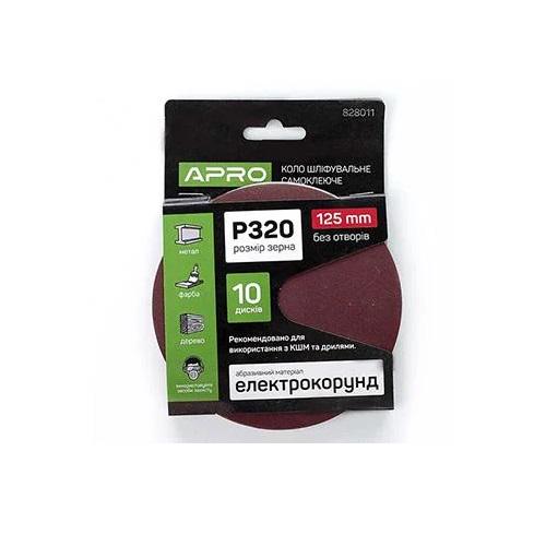 Круг шлифовальный без отверстий Apro на липучке Ø 125 мм P320 10 шт. (63492)
