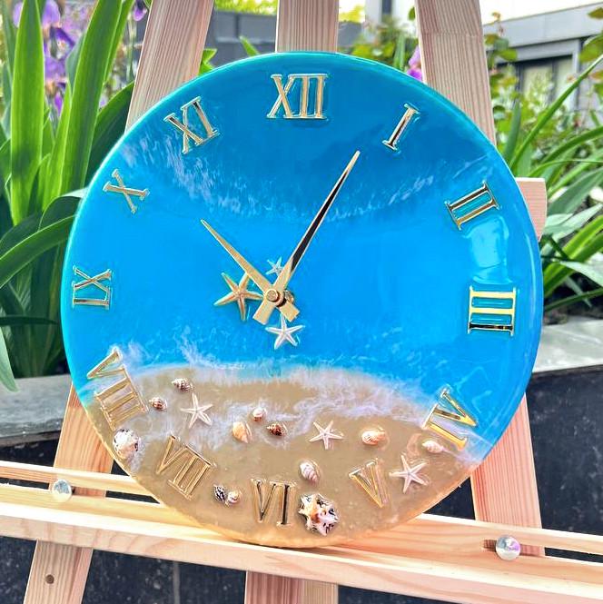 Часы настенные круглые из эпоксидной смолы EPOXY M141 50x50 см