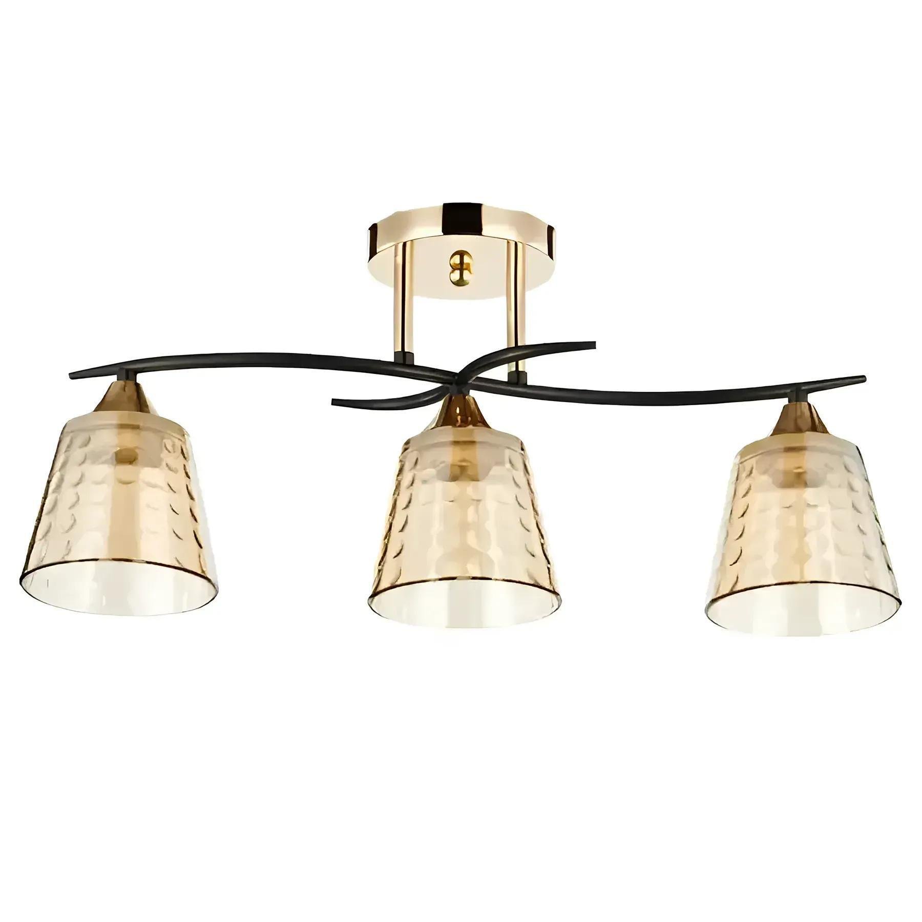 Люстра стельова Interees V 6099-3 FG+BK з металевим каркасом під три лампи Е27 IP20 Чорний/Золотий (00000140731)