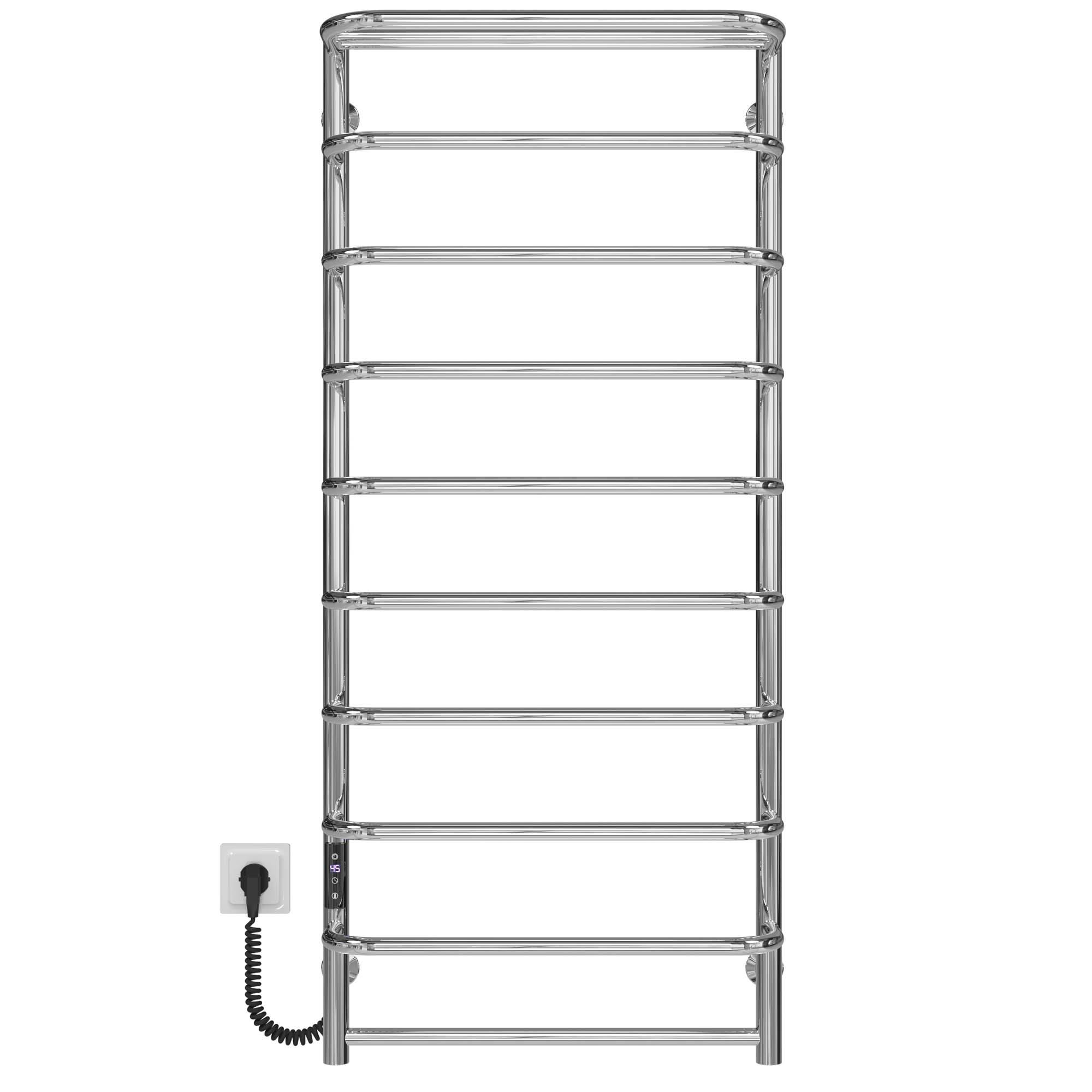 Полотенцесушитель электрический с полкой Deffi Стандарт П10 JD03 левое подключение нержавеющая сталь 500х1200 мм Хром (C.SP.120.50.10.ECL1)