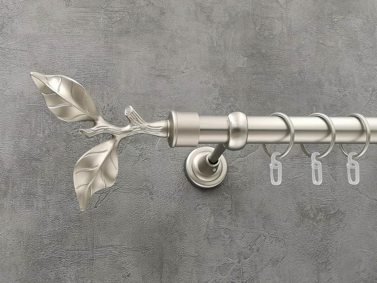 Карниз Quadrum Лист рози гладкая штанга одинарный открытый 25 мм 240 см Сатин (264773251)