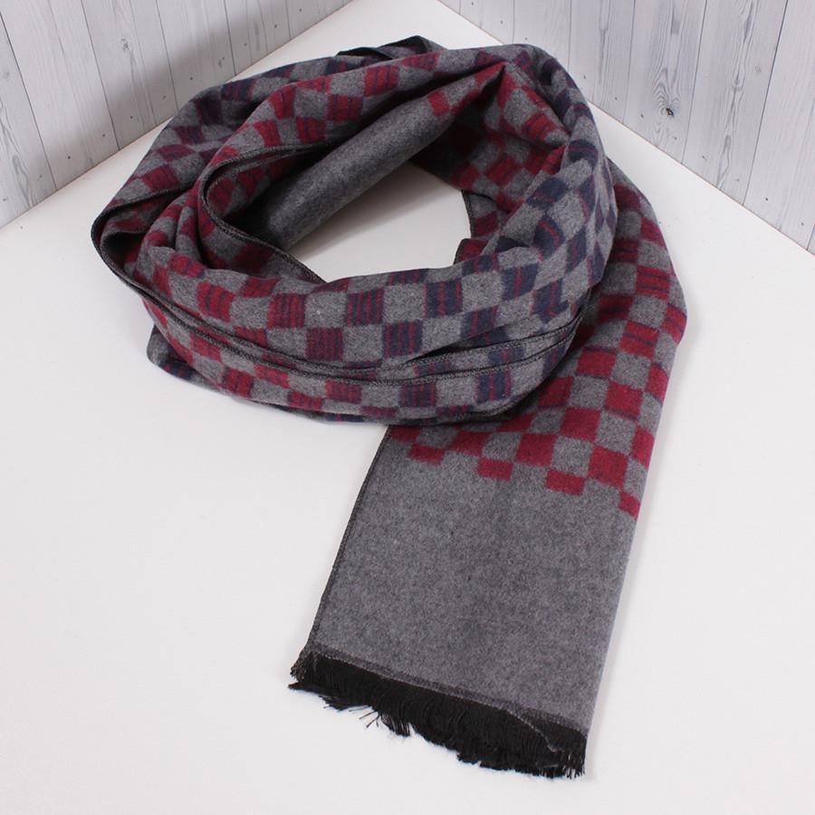 Шарф мужской кашемировый DE ESSE 140023-2 в клетку Серый (2016238333)