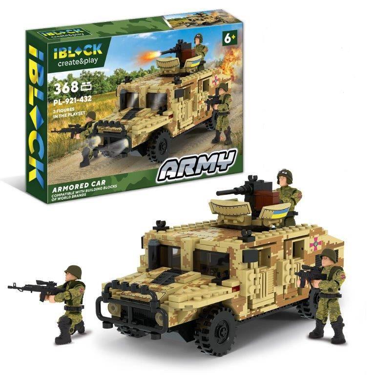 Конструктор дитячий Iblock Військовий джип P368 деталей (PL-921-432)