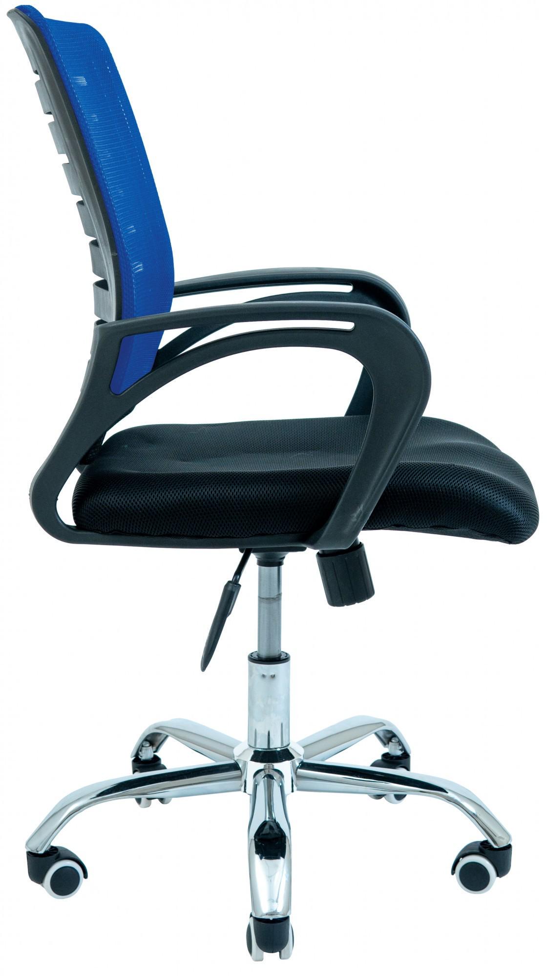 Кресло офисное компьютерное Flush Сетка Хром М1 Tilt Черно-синий - фото 3