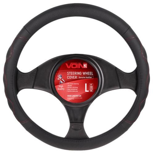 Чехол руля VLOD-L283 BK/RD L кожа Черный/Красный