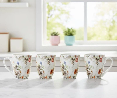 Набор кружек фарфоровых Цветы 425 мл 4 шт. (311-102-3)
