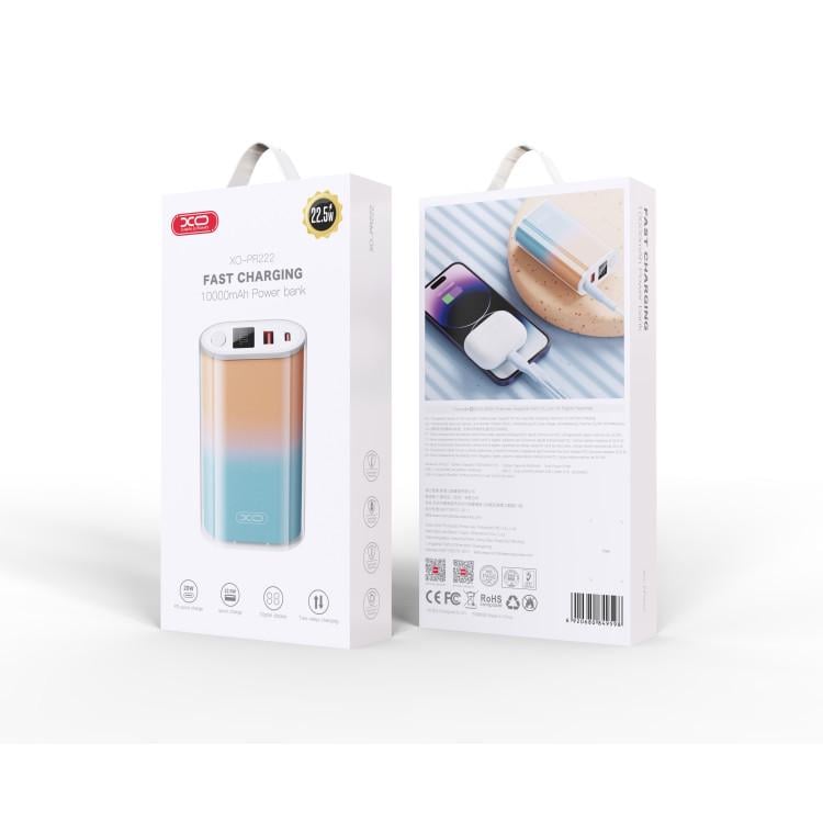 Зарядка портативная Xo PR222 QC22.5W PD20W 10000 mAh Синий/Желтый