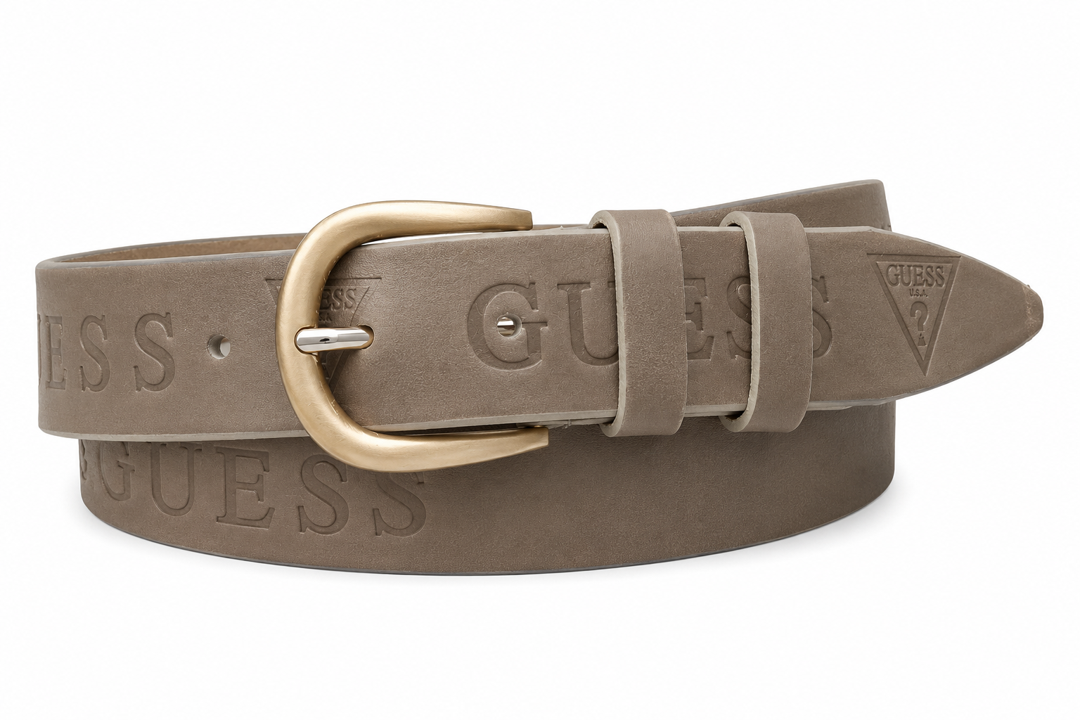 Ремінь жіночий шкіряний в стилі Guess Бежевий (37265827)
