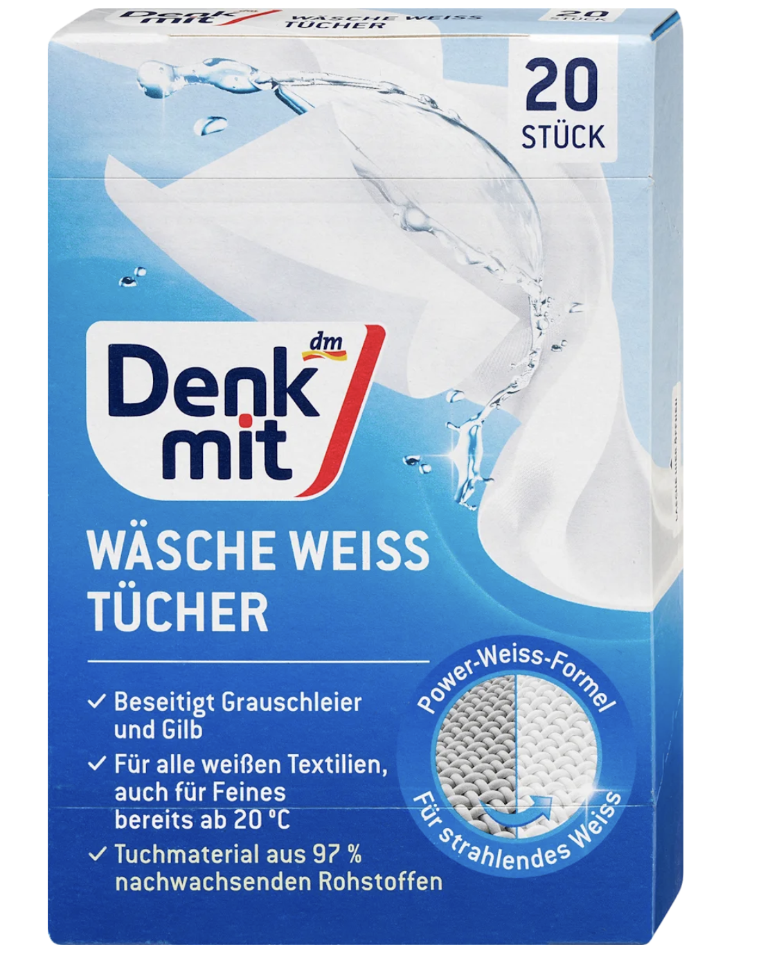 Серветки для відновлення білого кольору Denkmit 20 шт (4066447790375)