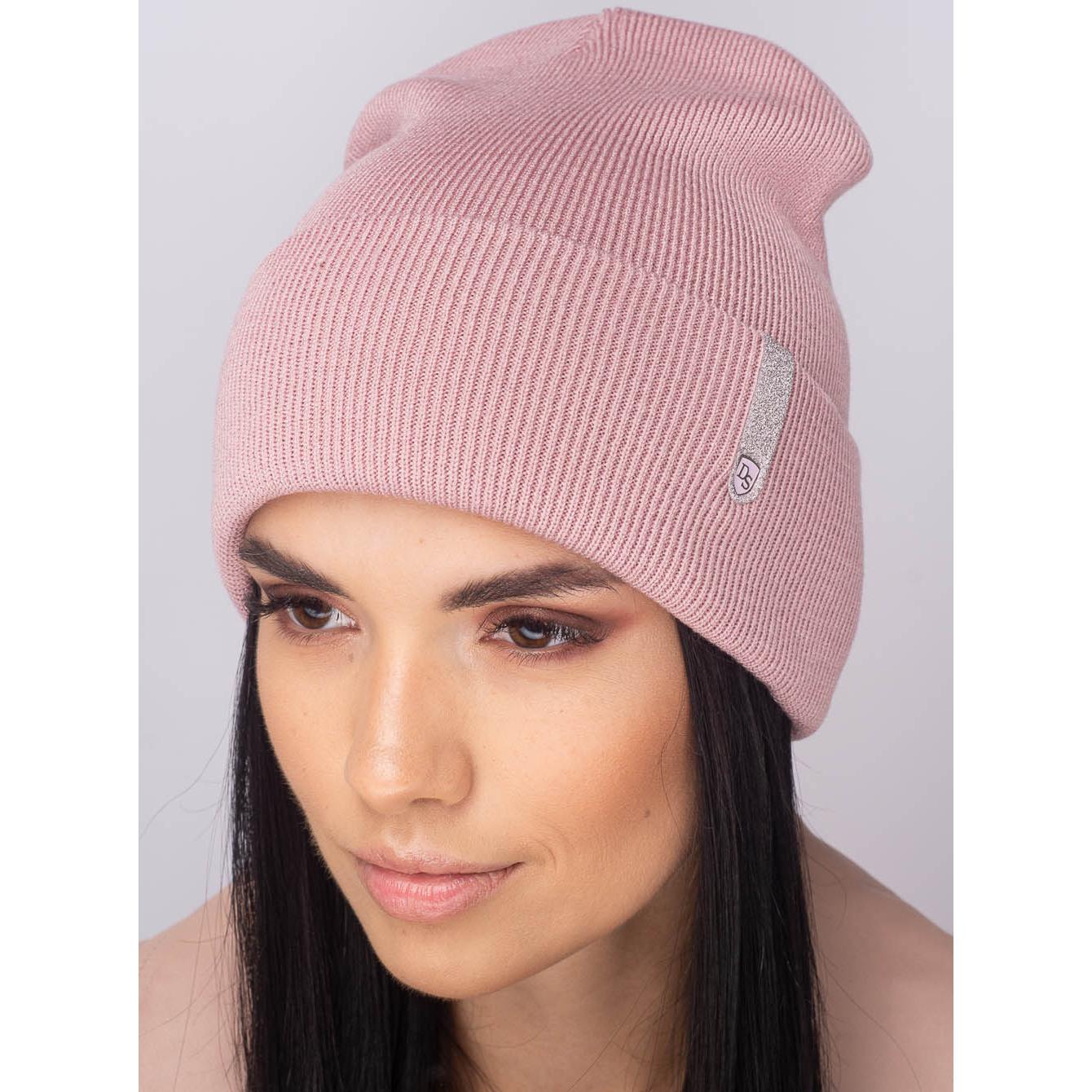 Шапка женская Leks ПАЛЕРМО двойная с отворотом шерстяная One size Пудровый (131360)
