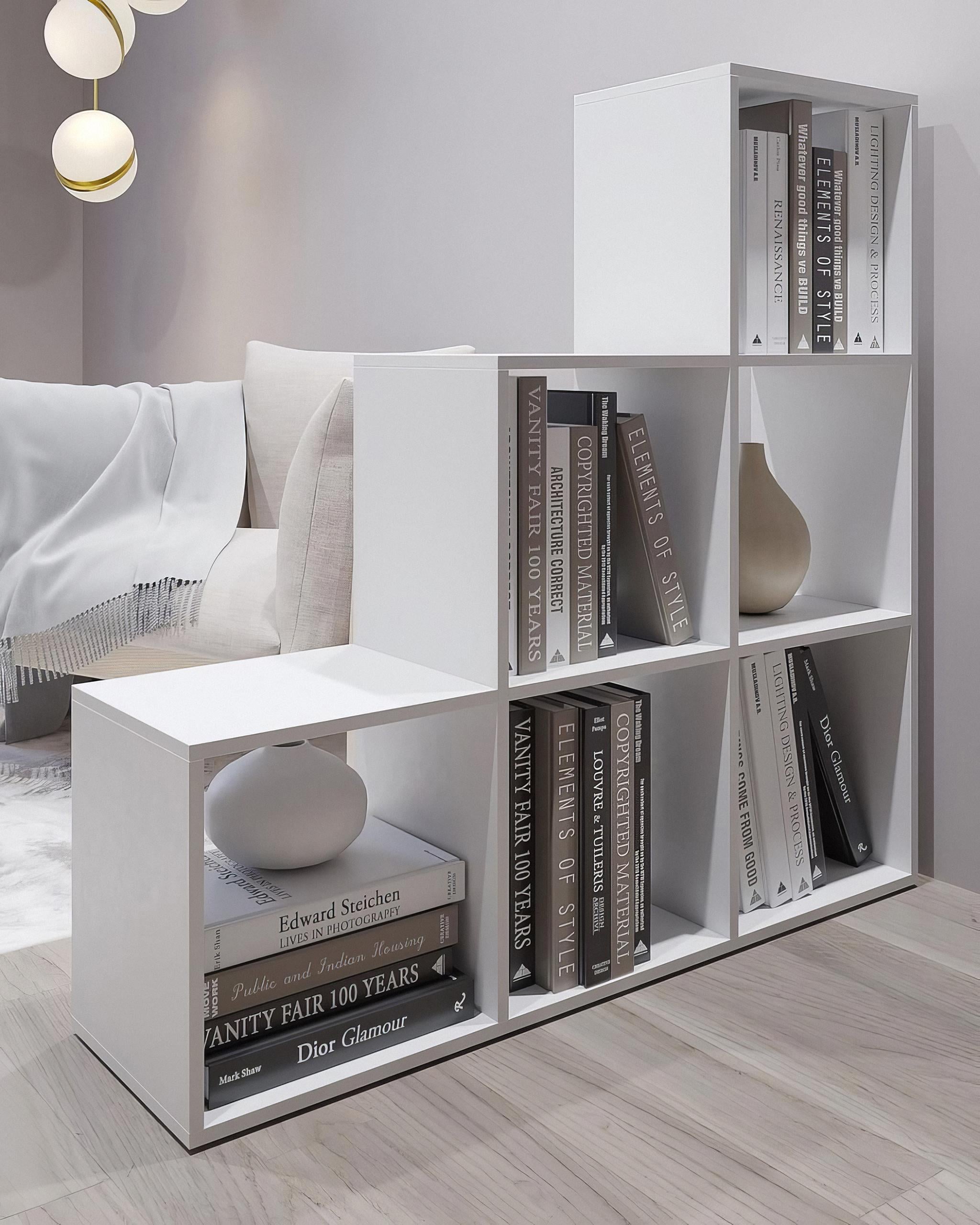 Стелаж для книг та декору на 6 комірок GT-39 1071х280х1076 мм Білий (20319964)