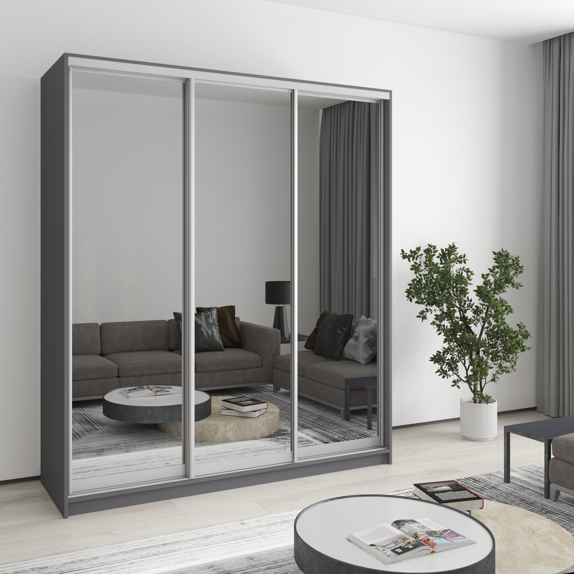 Шкаф-купе трехдверный Mebel Star Комбо AL MBS-3246 180х45х210 см Антрацит (1004416)