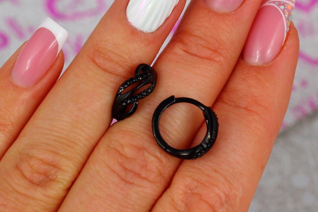 Серьги Xuping Jewelry Кольца с камнями блэк ган 1,2 см Черный (1401939473)