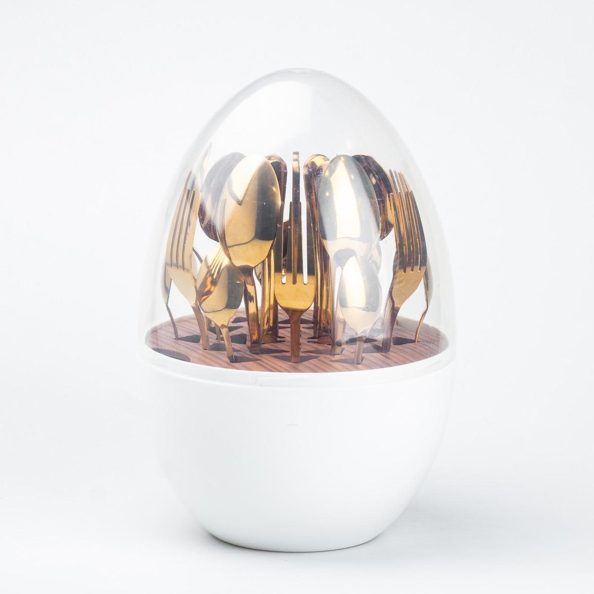 Набор столовых приборов из нержавеющей стали TS Kitchen 24 шт. с подставкой Золотой/Белый (2183918995)