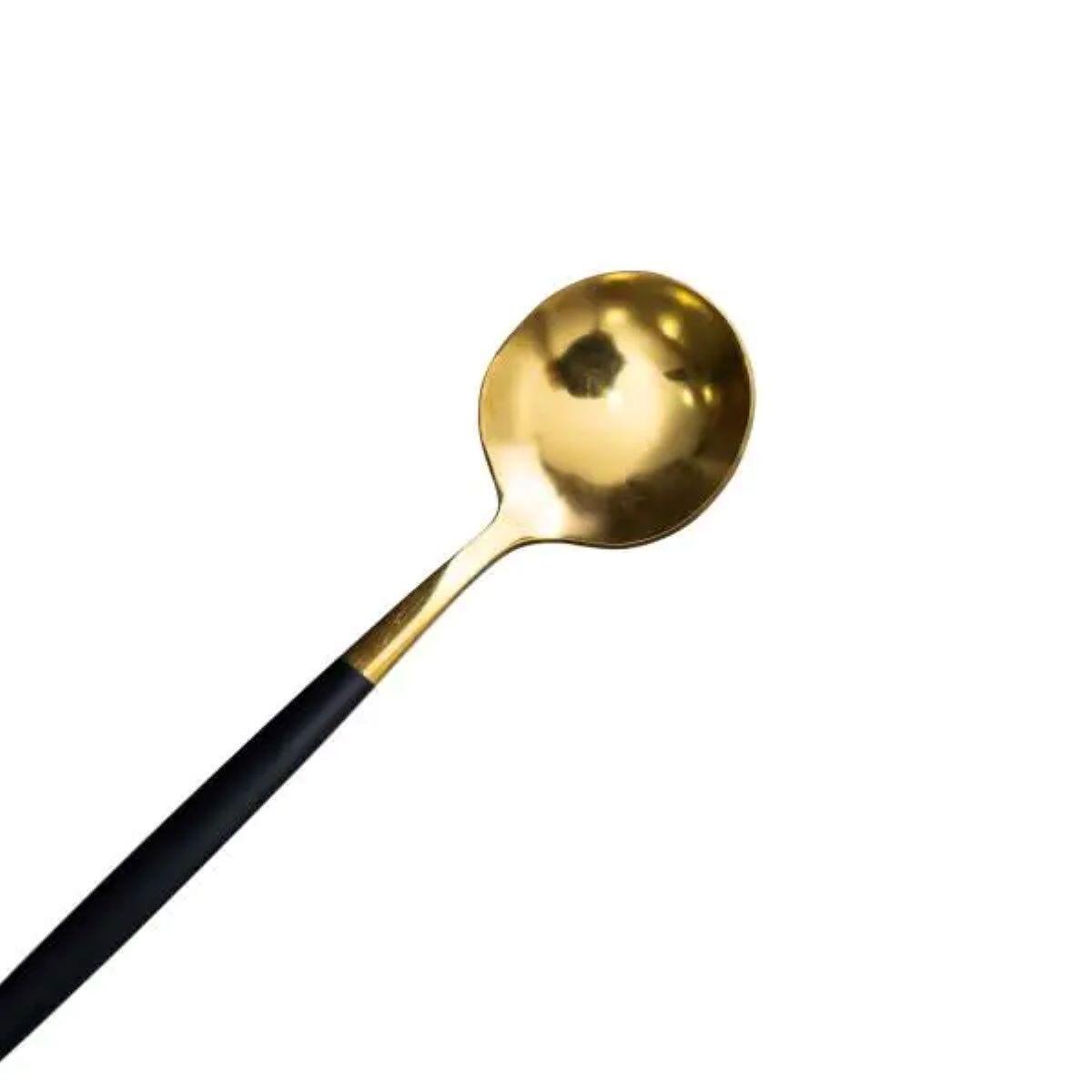 Набір чайних ложок із нержавіючої сталі 12,9 см 6 шт. Чорний/Золотий (6527) - фото 6 Набір чайних ложок із нержавіючої сталі 12,9 см 6 шт. Чорний/Золотий (6527) - фото 6