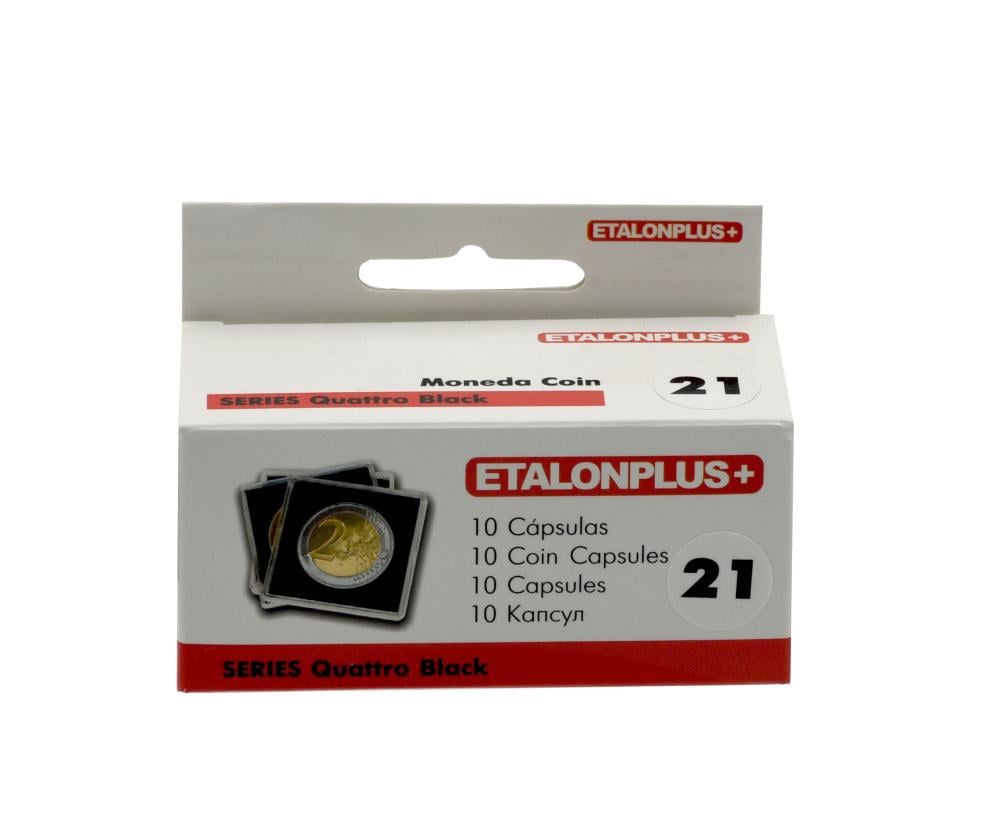 Капсулы квадратные Etalonplus для монет 21 мм 10 шт. 38x38 мм вкладыш Черный (А16661)