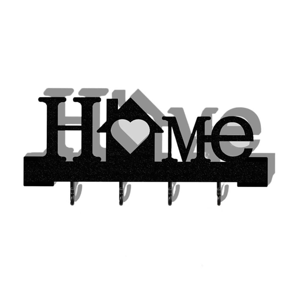 Ключница Home с 4 крючками для ключей/аксессуаров 8,2х17,5 см Черный (3000004026)