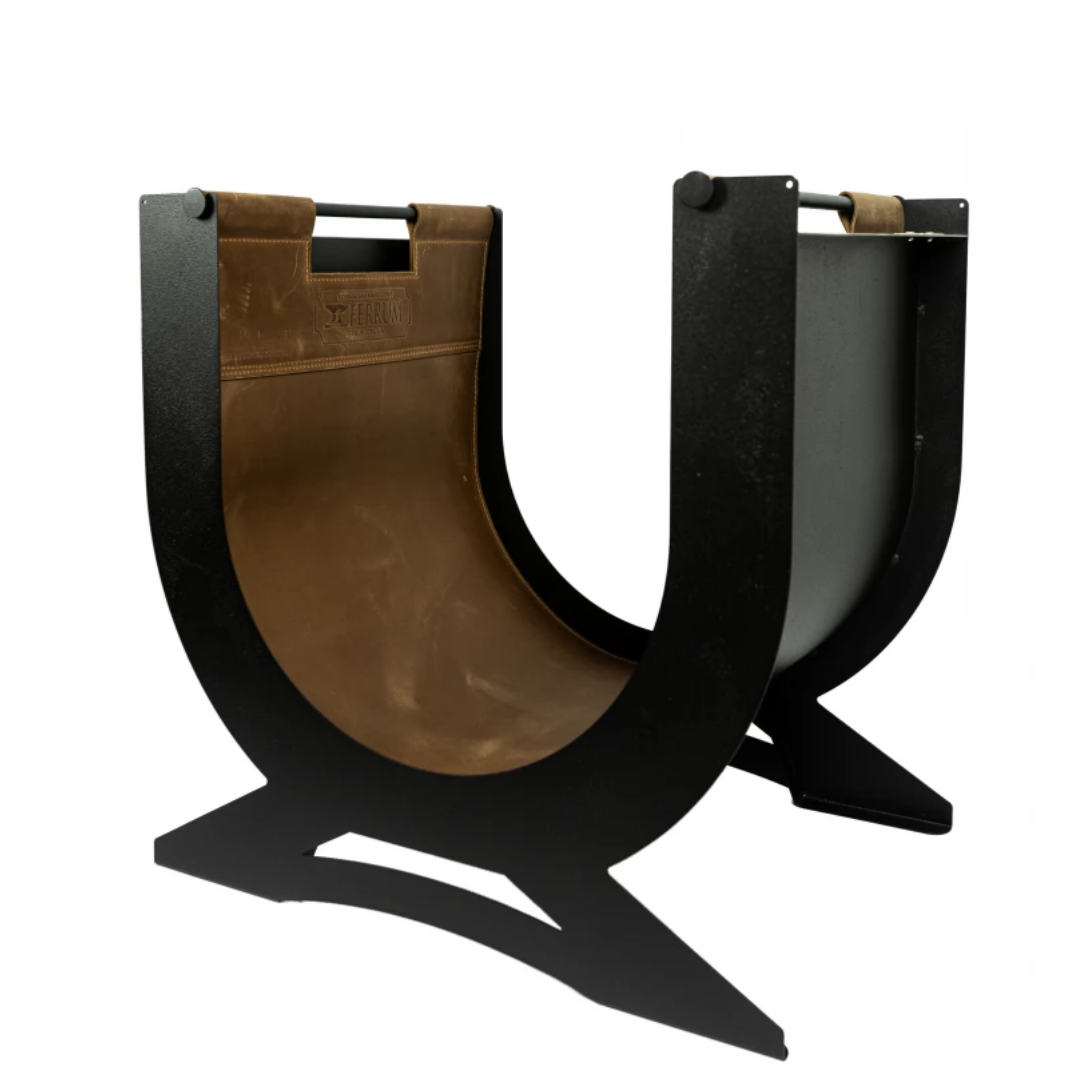 Корзина дровяная cтальная Ferrum Зевс с сумкой из натуральной кожи (28731214)