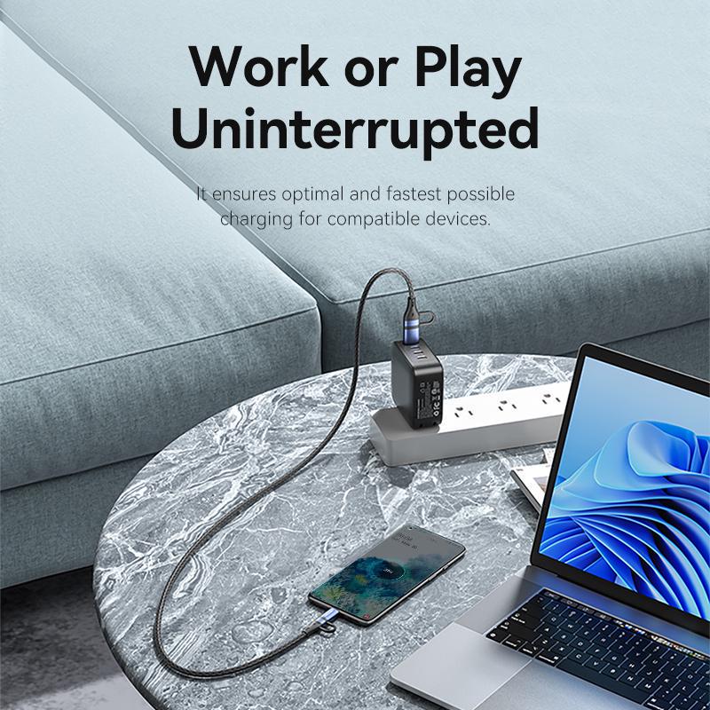 Кабель Vention USB + Type-C-Type-C + Micro-USB 100Вт 5А/20В 480 Мбіт/с USB-A + USB-C на USB-C + Micro-B PD нейлоновий шнур 2 м Чорний (CTLLH) - фото 6