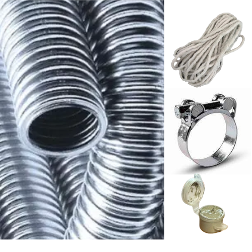 Гофра для генератора с комплектующими хомут герметик и асбестовая нить Ø 20 мм - фото 5