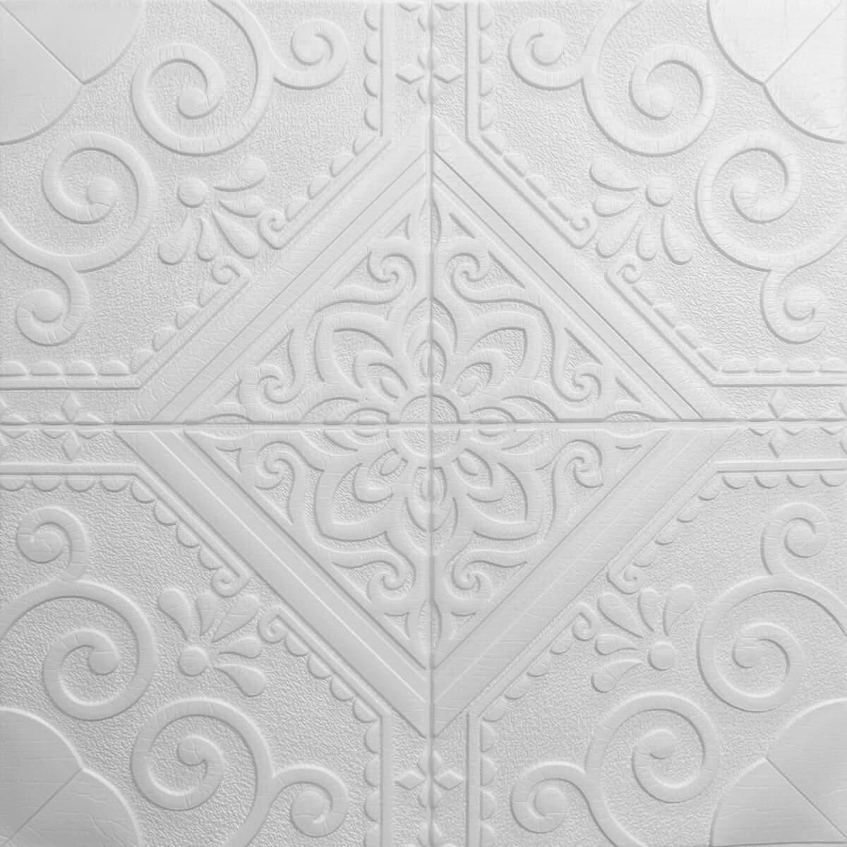 3D-панель Sticker Wall SW-00000250 самоклеящаяся 700x700x7,5 мм Белый (1323514593)