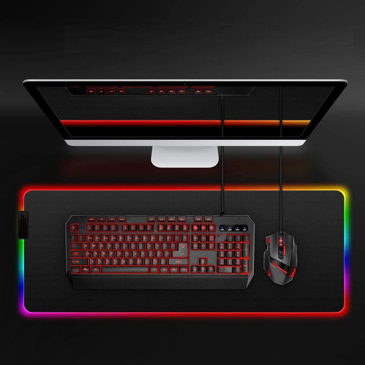 Коврик большой RGB для игровой мышки и клавиатуры с подсветкой 80x30 см - фото 6