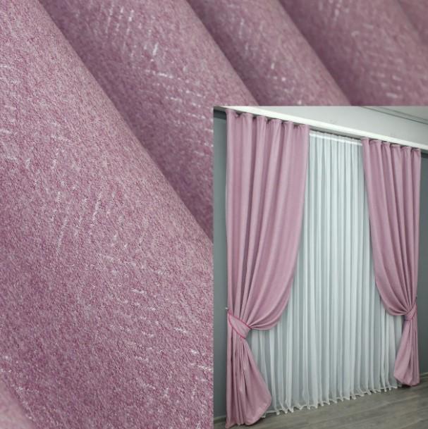 Ткань для штор лен Розовый (1344ш) - фото 4