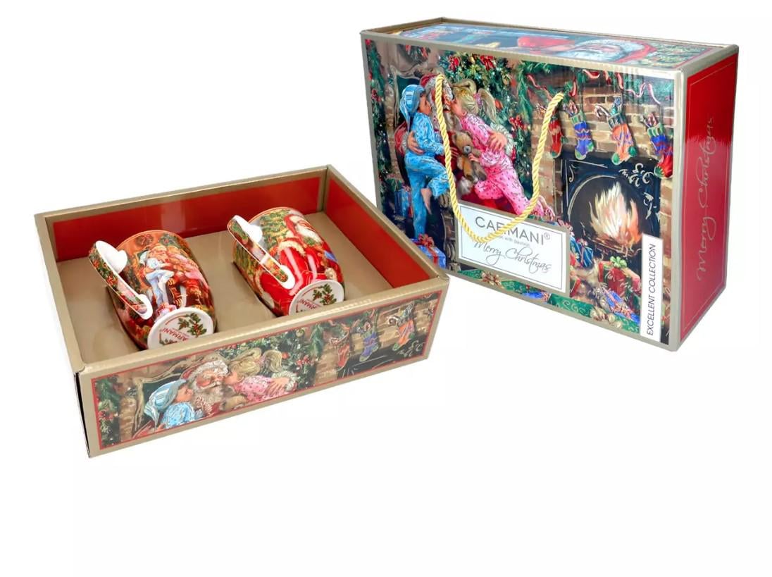 Подарочный набор из 2-х фарфоровых кружек Carmani Дорогой Санта 400 мл (219-9091)