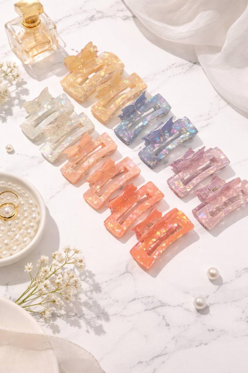 Набор крабиков для волос Бантики перламутровые 12 шт. Разноцветный (2900829228)