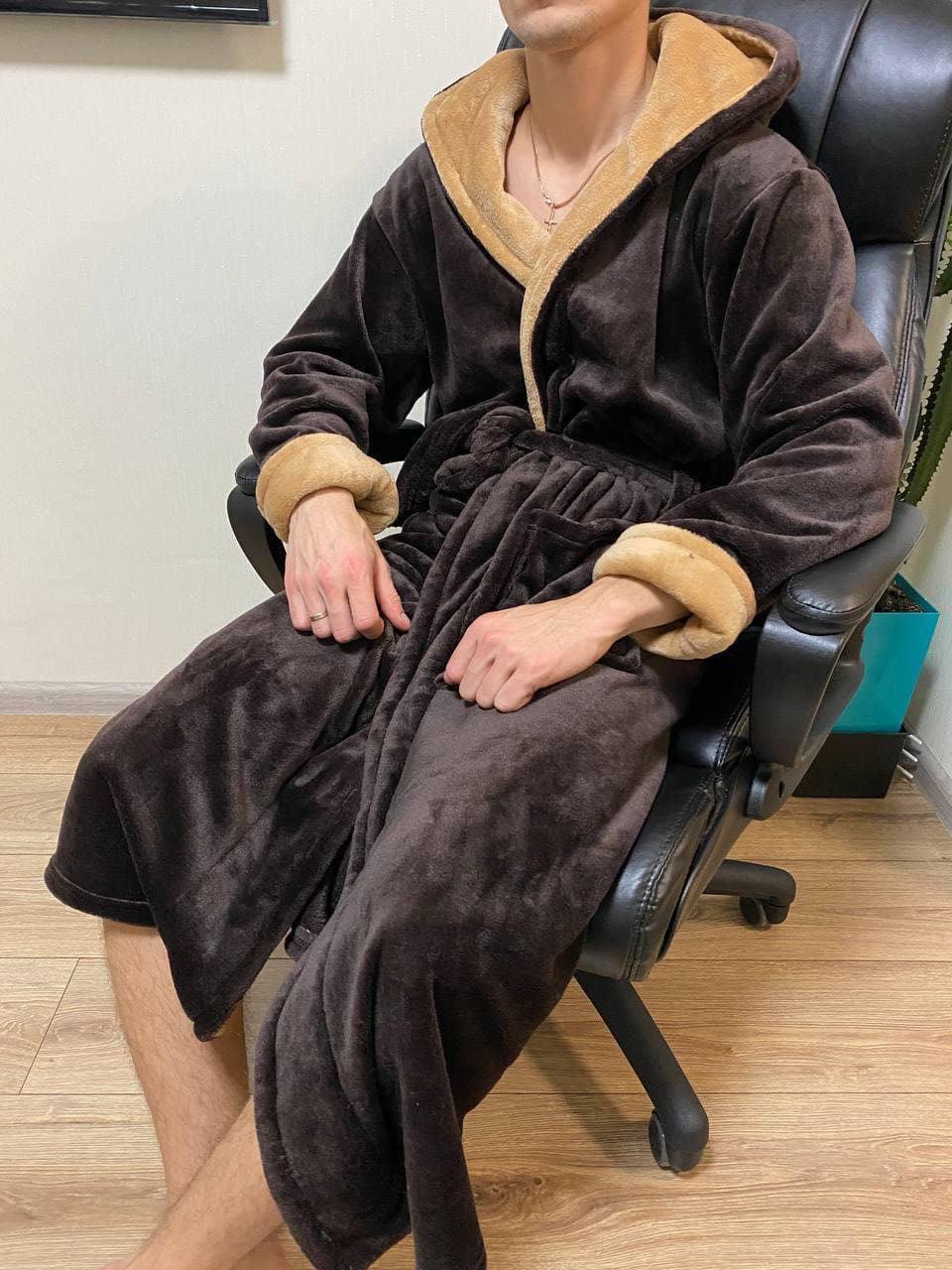 Халат чоловічий велюровий Грім L Коричневий (12293022) Халат чоловічий велюровий Грім L Коричневий (12293022)