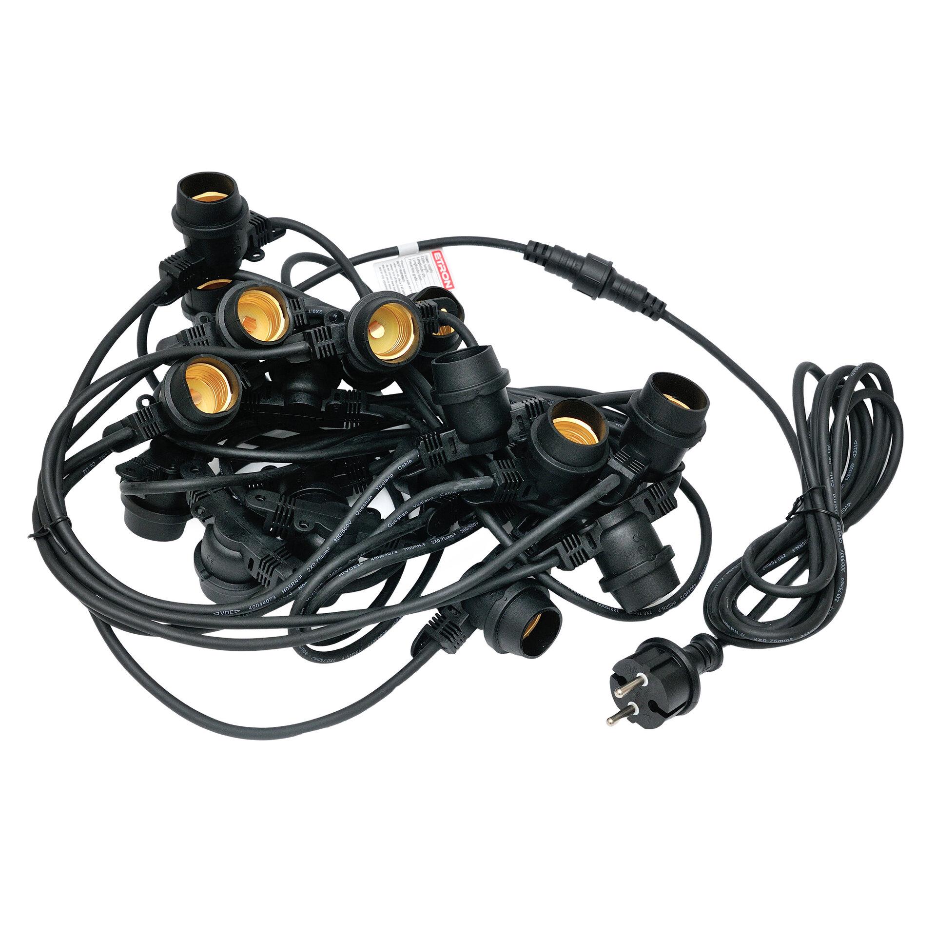 Гирлянда уличная ETRON 1-ESP-2100 5 метров 10 патронов без ламп IP65 Черный