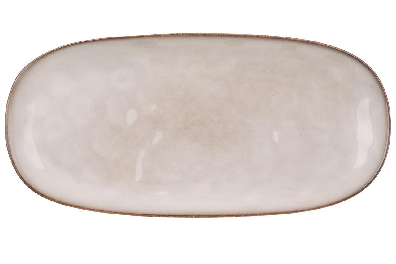 Блюдо овальное BonaDi Casual керамическое 31x15 см Бежевое (344-217)