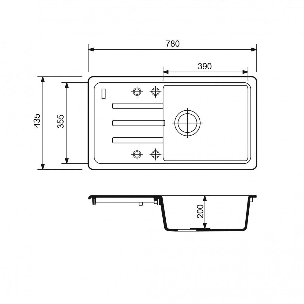 Мийка для кухні гранітна Terra SL 780x435x200 мм - фото 2