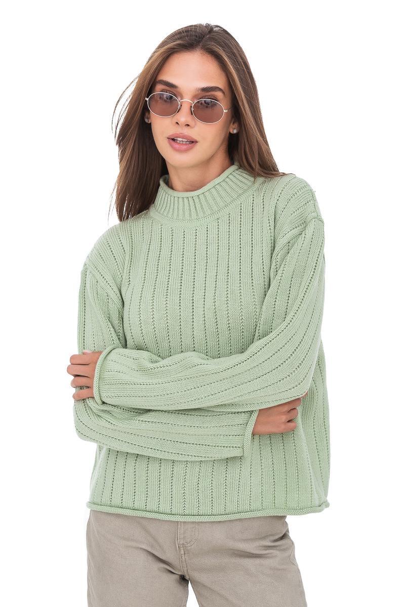 Джемпер с воротником-стойкой  SVTR р. 42-44 Фисташковый (557) - фото 6