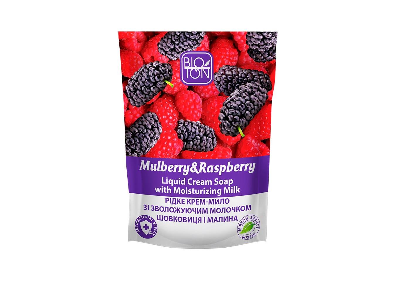 Мыло жидкое Bioton Mulberry and Raspberry/Шелковица и малина с увлажняющим молочком 450 мл (85421)