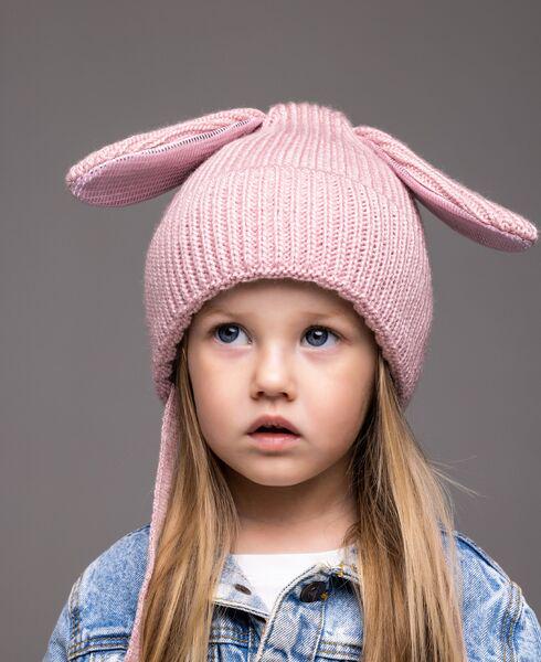 Шапка дитяча для дівчаток Бетті D887 фліс 44-48 см Пудровий