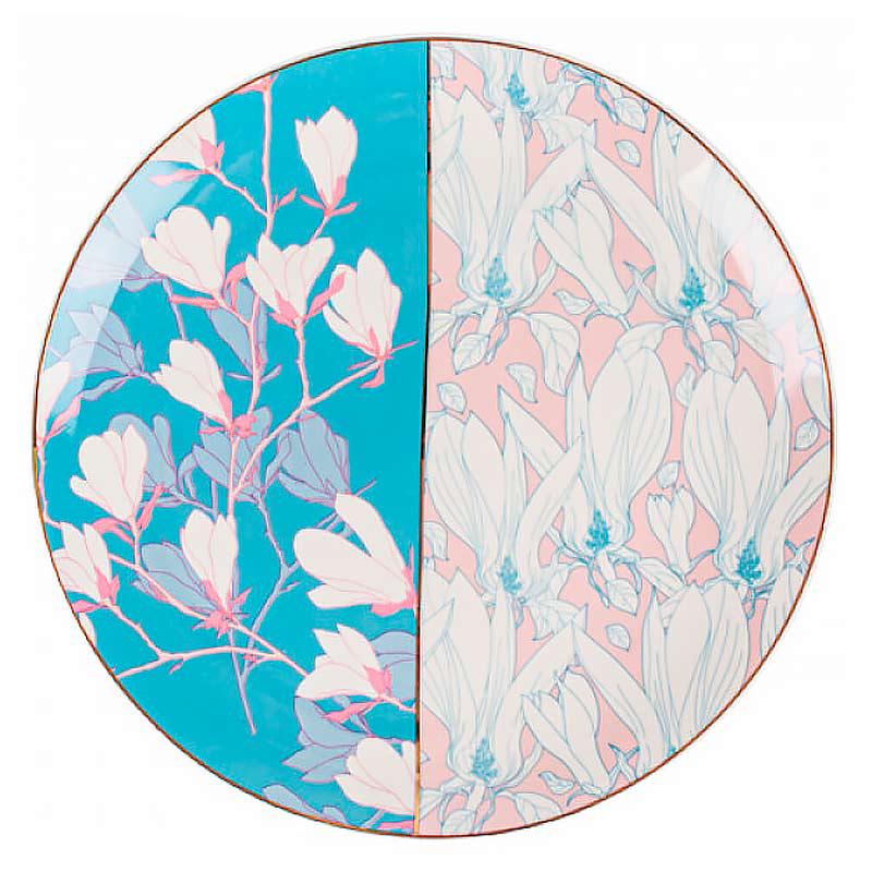 Сервировочная фарфоровая тарелка Light House Подснежники 26 см Белый/Голубой (925-048)