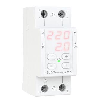 Реле напруги з контролем струму однофазне ZUBR СV2-40 red на 2 модулі Реле напруги з контролем струму однофазне ZUBR СV2-40 red на 2 модулі