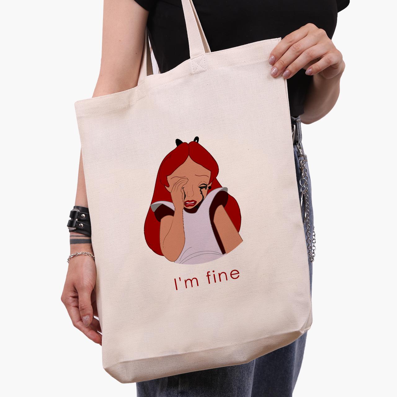 Эко сумка шоппер Alice I'm fine Disney 41х39х8 см Бежевий (9227-1440-WTD)