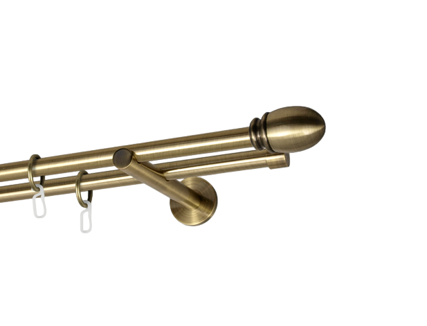 Карниз MStyle Белуно металлический двухрядный труба 16/16 мм кронштейн цылиндр 400 см Антик (J010615)