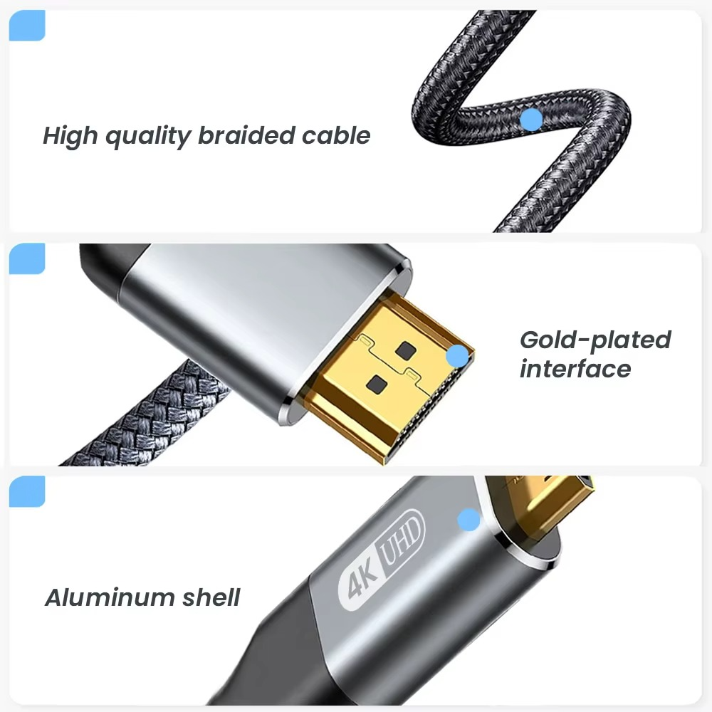 Кабель Mini HDMI to HDMI Ver 2.0 HD 4K 60 Гц высокоскоростной двунаправленный 3 м (2000182) - фото 3